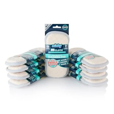Image of Minky M Cloth Anti Bacterial Triple Action Cleaning Pad 9 Pack, Protection, Powerful High Density Microfibre, Non Scratch Technology, Dual Sided (Grey)