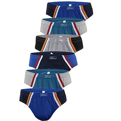 Image of BestSale247 Men’s Fine Rib Briefs 100% Cotton Underwear Packs of 3 / 6 12 Multicolour Large