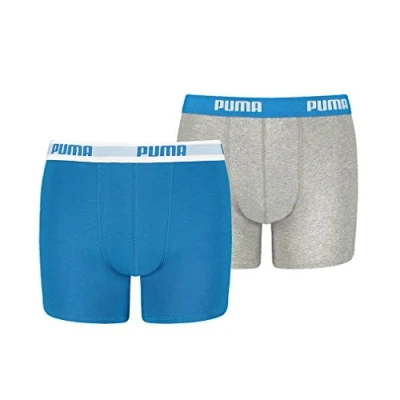 Image of PUMA Boy&#039;s Underwear Boxer Shorts Basic (2 Pack), Blue/Grey, 170 176 (Pack of 2)