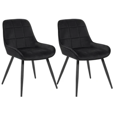Image of WOLTU Set of 2 Dining Chairs, Relaxing Chairs Velvet, for Bedroom, Living Room, Room and Kitchen, Ergonomic with Backrest, Black, BH331sz