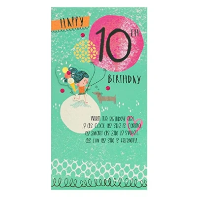 Image of UK Greetings 10th Birthday Card For Her/Girl With Envelope Sweet Design