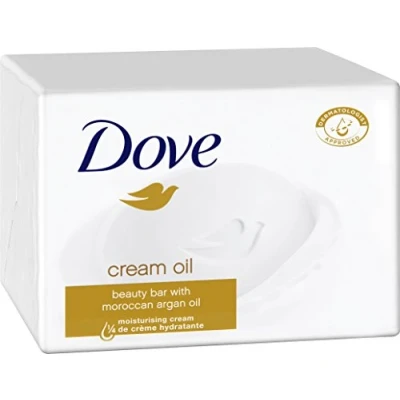 Image of Dove Cleansing Bar Cream Oil Beauty Soap, Pack of 6 x 100 g)