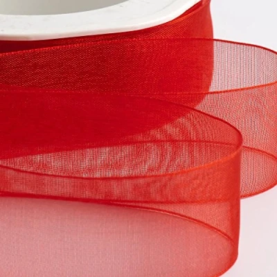 Image of Italian Options Organza Chiffon Ribbon, 7mm x 50 Metre Roll, Red