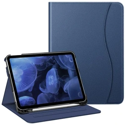 Image of FINTIE Case Compatible with iPad 10th Generation (2022) 10.9 Inch, Multi Angle Viewing Protective Stand Cover Pencil Holder &amp; Pocket, Auto Sleep/Wake, Navy