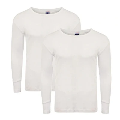 Image of Heatwave® Pack of 2 Men&#039;s Thermal Long Sleeve Top, Warm Underwear Baselayer, S M L XL XXL Thermals, Small White