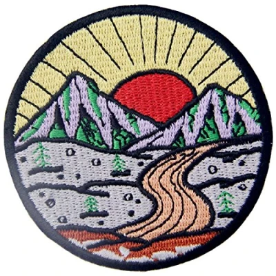 Image of Sunrise from Mountain Vintage Explore Outdoor Patch Embroidered Applique Iron On Sew Emblem