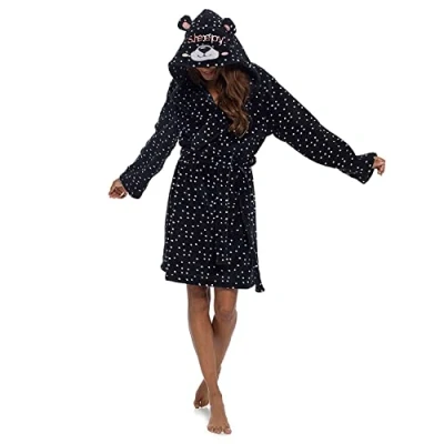 Image of Undercover Ladies Panda Dressing Gown LN1669 Black 16 18