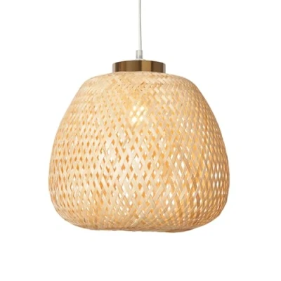 Image of Litecraft Naya Light Shade 33cm Woven Bamboo Easyfit Ceiling Lampshade Natural