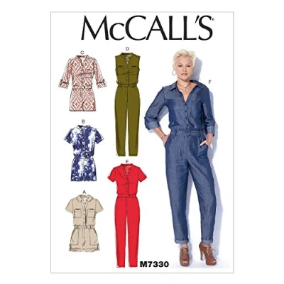 Image of Mccall&#039;s Patterns 7330, Misses Rompers and Jumpsuits,Sizes LRG XXL, Cotton,Seams, Multicolor, ZZ (Large X Large XX Large)