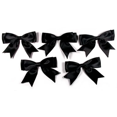 Image of Large Satin Ribbon Double Bows 8cm Wide Pack of 5 (Black)