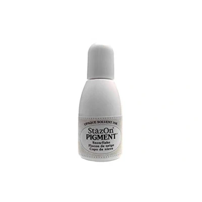 Image of Tsukineko Inker Stamp Ink 15 ml White, Snowflake Accessories Reinker for StazOn Pigment Pads, 15ml