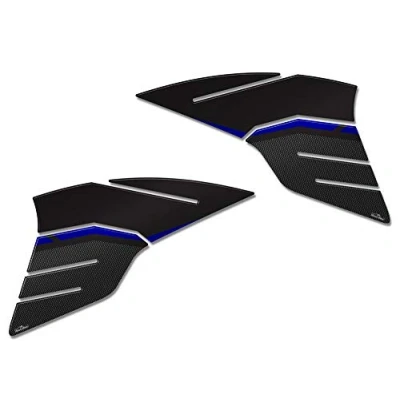 Image of Resin Bike Motorcycle 3D Stickers Compatible with Yamaha Tracer 900 2018 2020. Tank Side Protections from Bumps and Scratches. Pair of Blue Metallic Finish Gadget Moto