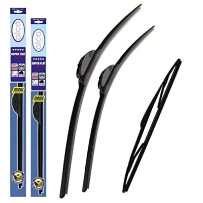 Image of alca Germany X Type 2003 2009 Set of 3 Windscreen Wiper Blades Super Flat Front Rear 22&quot;19&quot;H 14&quot;FJ ASF2219H14FJ