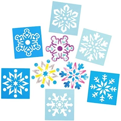 Image of Baker Ross Snowflake Stencils Pack of 8, Christmas Decorations (AX404)