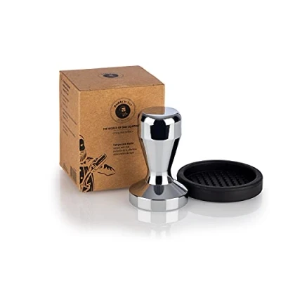 Image of Buddy&#039;s Bar Barista Edition, premium tamper, diameter 51 mm base, height: 10 cm, stainless steel, espresso stamp for portafilter, coffee tamper with silicone mat