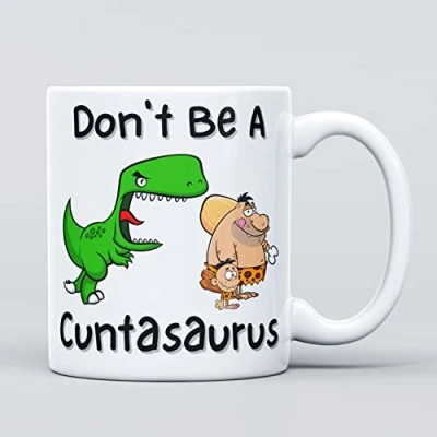 Image of Don&#039;t Be A Cuntasaurus Rude Large Heavy Duty Dinosaur Ceramic Novelty Funny Coffee Mug, Cup for Men &amp; Women, Girls Boys Gift Birthday, Leaving, Colleague, Christmas, Congratulations