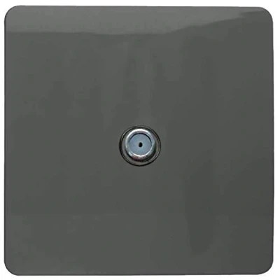 Image of Trendi 1 Gang Artistic Modern Glossy Screwless Television Satellite Socket Charcoal