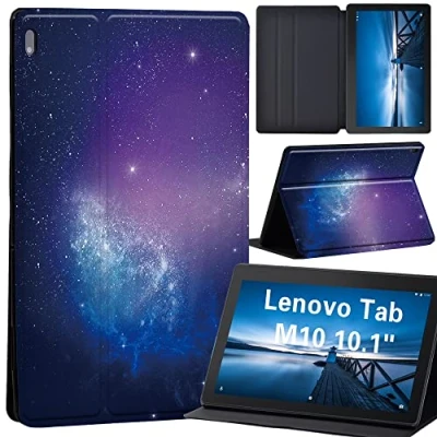 Image of Case for Lenovo Tab M10 TB X605F/ X605L/ X505F/ X505L Leather Tri Fold Stand Cover 10.1 Inch Tablet (purple galaxy)