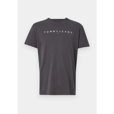 Image of Tommy Jeans Linear LOGO TEE Print Tshirt, Men&#039;s, Size: 34, Washed black