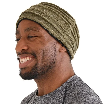 Image of CHARM Casualbox Knit Headband with Organic Cotton Turban Fashion Hair Band Mens Womens Made in Japan Khaki(Size: One Size)