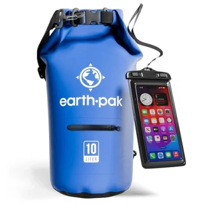 Image of Earth Pak Torrent Series Waterproof Dry Bag Keeps Gear for Kayaking, Boating, Hiking, Camping and Fishing with Phone Case (Blue, 10L)
