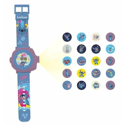Image of Lexibook, Disney Stitch, Adjustable Projection Watch Digital Screen, 20 Images of Lilo &amp; for Children, Blue, DMW050D