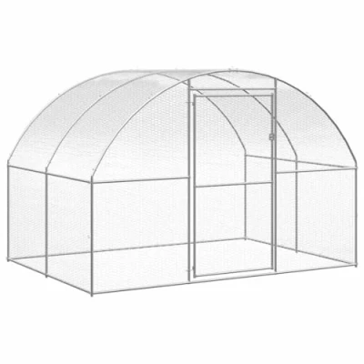 Image of vidaXL Outdoor Chicken Coop Garden Terrace Backyard Poultry House Animal Cage Hen Hutch Run Safety 3x2x2 m Galvanised Steel