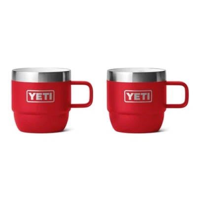 Image of YETI Rambler Espresso Mug, Vacuum Insulated Stainless Steel Stackable Rescue Red, 2 Pack 6 oz (177 ml)