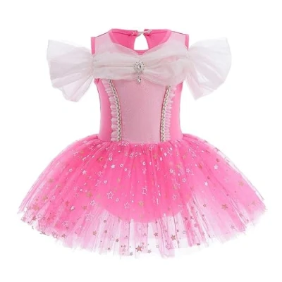 Image of Lito Angels Princess Aurora Ballerina Costume Ballet Leotard with Tutu Dress for Kids Girls, Fancy Dance Wear Outfit Age 5 6 Years (Tag Number 120)