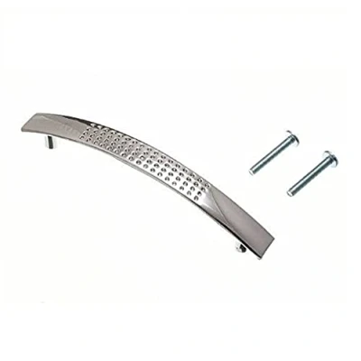 Image of Merriway BH06136 (4 Pcs) Cupboard Cabinet Handle &#039;D&#039; Dimpled, Matt Chromed Metal 96mm Pack of 4 Pieces