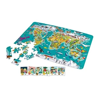 Image of Hape E1626 2 in 1 World Tour Atlas Wooden Puzzle and Boardgame