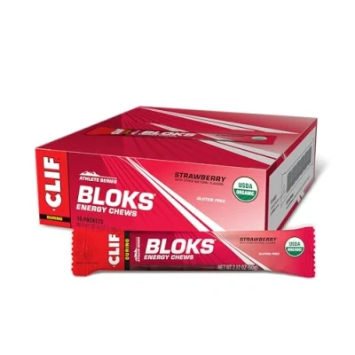 Image of Clif Shot Bloks Electrolyte Chews Strawberry Flavour 60 g (Pack of 18)