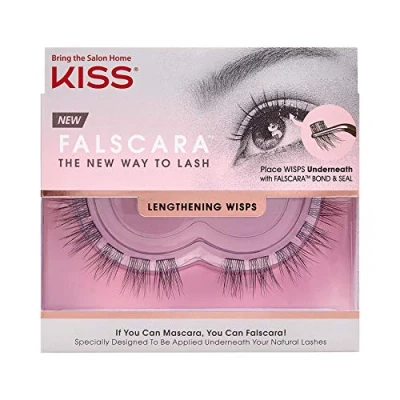 Image of KISS Falscara DIY Eyelash Extension Lengthening Wisps Featherlight Synthetic Reusable Artificial Eyelashes Multipack of 24 Mini Lash Clusrters for that Authenitic Look