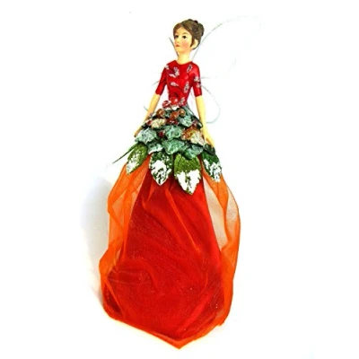 Image of Gisela Graham Christmas Small Woodland Toadstool Fairy/Angel Tree Topper or Freestanding Decoration