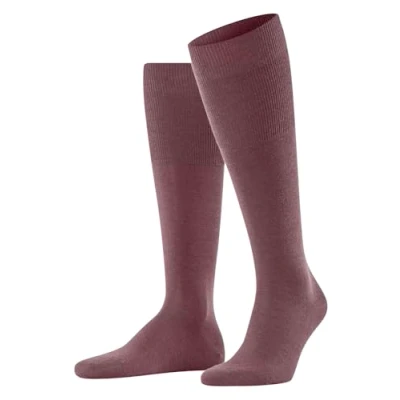 Image of FALKE Men&#039;s Airport M Kh Wool Cotton Long Plain 1 Pair Knee High Socks, Pink Roan Rouge 8936, 10 11