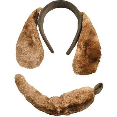 Image of jokeshop Dog Set (Brown Ears &amp; Tail) Adults Animal Puppy Headband Accessory World Book Day Fancy Dress