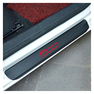 Image of 4PCS Car Door Sill Protector for Fi at 500, Welcome Pedal Scuff Guard Plate Carbon Fiber Stickers Accessories