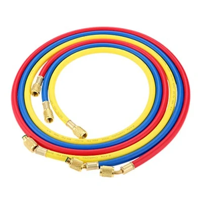 Image of gohantee 3 Colours R410A AC Charging Hose Set 60‘’ with 1/4&#039;&#039; SAE 4000 800 PSI Refrigerant Tube Adapter for HVAC Air Conditioning Hoses R134A R12 R22