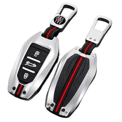 Image of Happyit Zinc Alloy Car Key Cover Cases for Peugeot 3008 208 308 508 408 307 4008 Citroen C4 C4L C3 C6 XR Picasso DS3 DS4 DS5 3 Buttons (A, Silver)