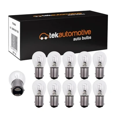 Image of Tek Automotive 384A Brake Tail Motorcycle Headlight Headlamp Light Bulbs 6V 18/5W BAY15D Box of 10