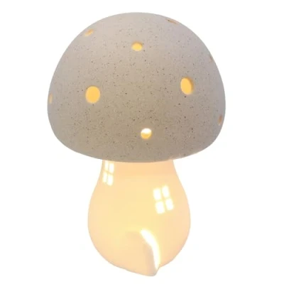 Image of Shudehill Giftware Mushroom Glow LED Light Up House Mini Lamp Ornament Grey, Sage or Pink (Grey)