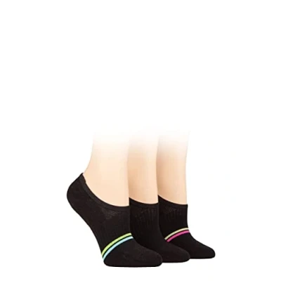 Image of Women&#039;s 3 Pair Pringle Cotton Sports Shoe Liner Socks Black UK 4 8
