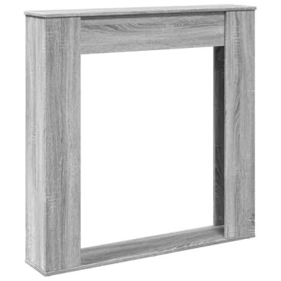 Image of vidaXL Electric Fireplace Surround/Mantel Grey Sonoma Engineered Wood 100x20x100 cm Modern Decorative Frame with Functional Shelf