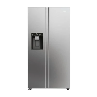 Image of HAIER HSW79F18CIMM American Style Smart Fridge Freezer Platinum Inox, Silver/Grey
