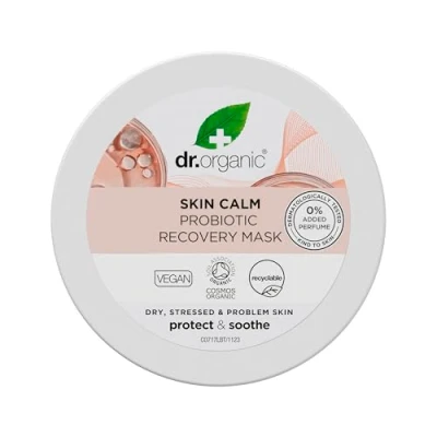Image of Dr Organic Skin Calm Probiotic Recovery Mask, For Redness, Dry, Sensitive &amp; Irritable Skin, Restore Moisture, Dermatologically Tested, Vegan, Cruelty Free, Paraben SLS Certified Organic, 100ml