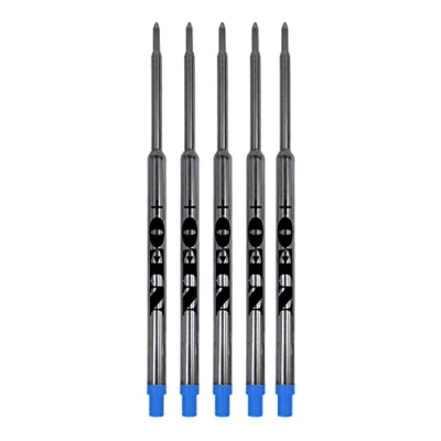Image of UK Seller! Sets of Pen Refills Compatible with Waterman Ballpoint Pens. Medium Point Soft Roll (Set 5 Blue Ink)