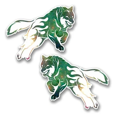 Image of 2 x 10cm Leaping Husky Wolf Vinyl Sticker Laptop Tablet Car Dog Animal #6369 (10cm Wide 8cm Tall)