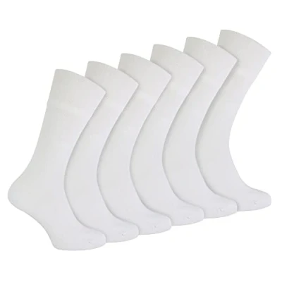 Image of IOMI 6 Pack Mens Diabetic Bamboo Socks Extra Wide Seamless Loose Non Elastic (6 11, White)