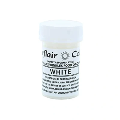 Image of Sugarflair Sugar Sprinkles White E171 Free Colourful Cake Decorations, Sprinkle Some Fun With Vibrant Edible Glittering Pieces For Cupcakes, Cakes, and Desserts 20g