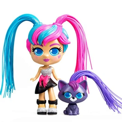 Image of CurliGirls 82097 Milli &amp; Vogue Collect Magic Hair for Endless Hairstyles Gift Toy Girl Accessories Included Doll 15 cm Animal 6 cm, Roses